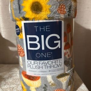 The Big One Plush Throw Blanket - colorful mushrooms snd sunflowers